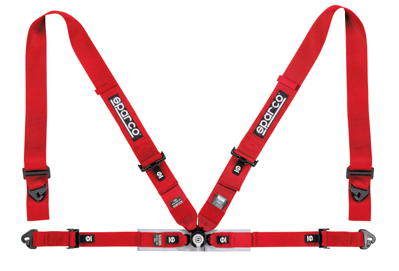 Sparco 04716M1RS Red 4-Point 3-Inch/2-Inch Competition Harness with Shoulder and Lap Belts