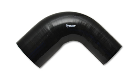 Vibrant 2 Inch to 3 Inch to 4 Inch Gloss Black Silicone 90 Degree Transition Elbow with Aramid Reinforcement