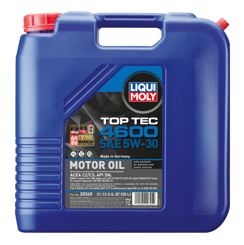 LIQUI MOLY Top Tec 4600 5W30 Fully Synthetic Motor Oil – Long-Life Diesel Engine Protection