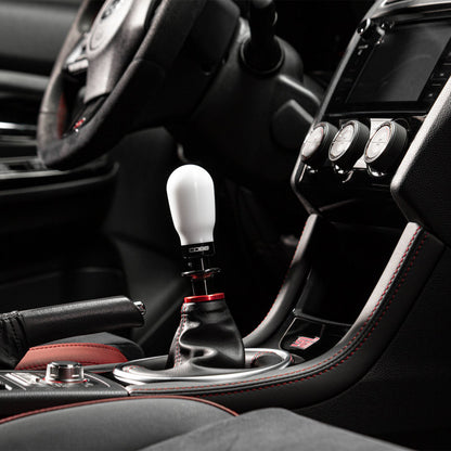 COBB Subaru 6-Speed Tall Weighted Shift Knob - White with Red and Black Collars