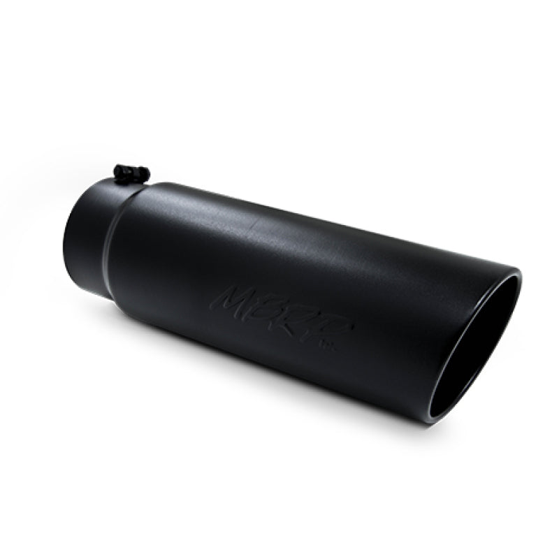 MBRP Universal 6-inch Black Coated Exhaust Tip with Angled Rolled End, Part T5125BLK