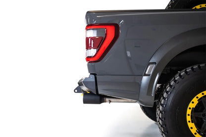 Addictive Desert Designs HoneyBadger Rear Bumper for Ford Raptor 2021-2023 with 10-inch LED Mounts and Satin Black Panels