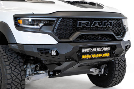 Addictive Desert Designs Bomber Front Bumper for Ram 1500 TRX (2021-2023) with Dual 20-Inch Light Bar Mounts