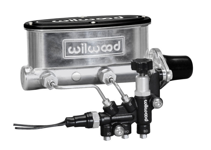 Wilwood HV Tandem Master Cylinder Kit with Combination Proportioning Valve - 1 Inch Bore, Ball Burnished Finish, Part Number 261-13269-P
