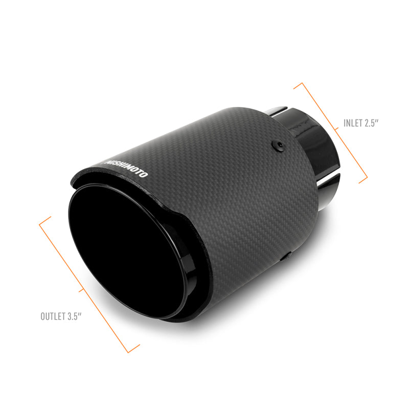 Mishimoto Carbon Fiber Muffler Tip 2.5-inch Inlet, 3.5-inch Outlet with Black Finish