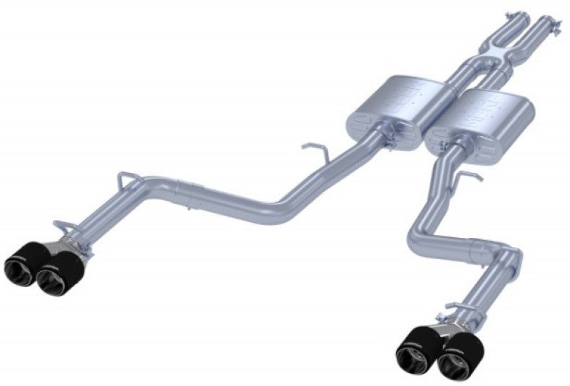 MBRP Armor Pro Series Exhaust System for Dodge Challenger 2015-2018 with Quad Carbon Fiber Tips – T304 Stainless Steel, 2.5-inch Dual Rear Exit
