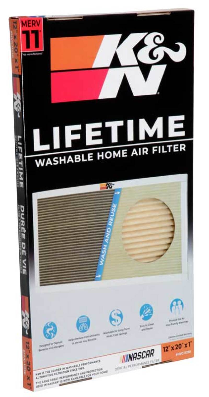 K&N HVAC Filter 12x20x1 - Washable and Reusable Pleated Synthetic Air Filter with MERV 11 Rating