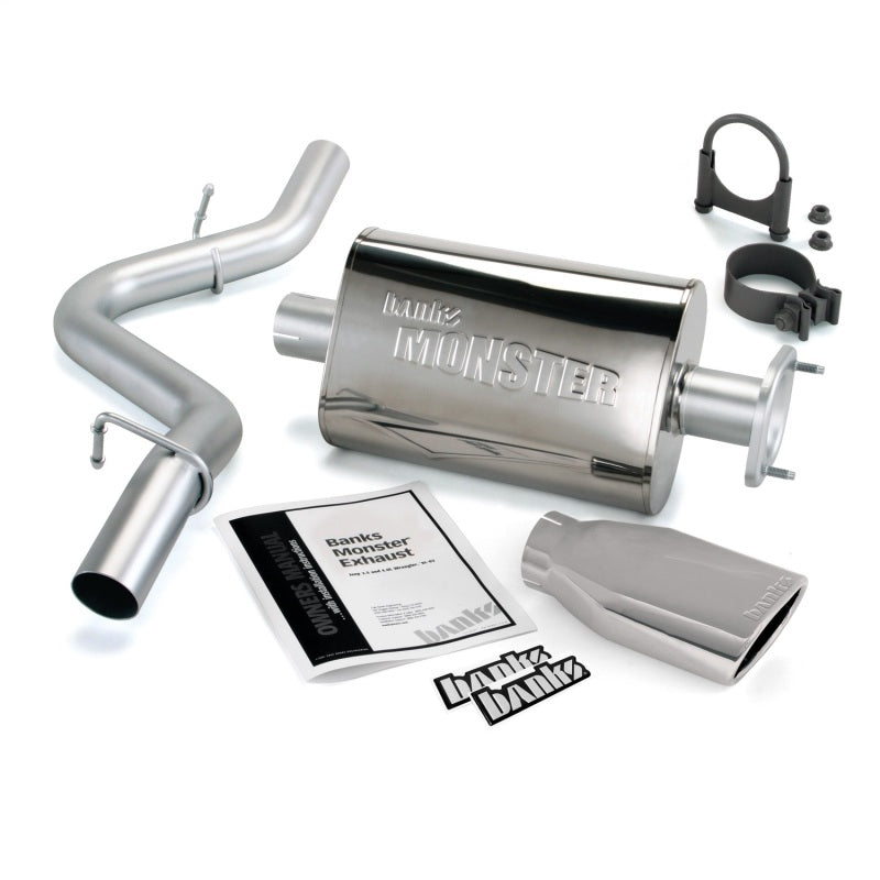 Banks Power 04-06 Jeep Wrangler 4.0L Monster Exhaust System with Stainless Steel 2.5-Inch Tailpipe and Chrome Tip