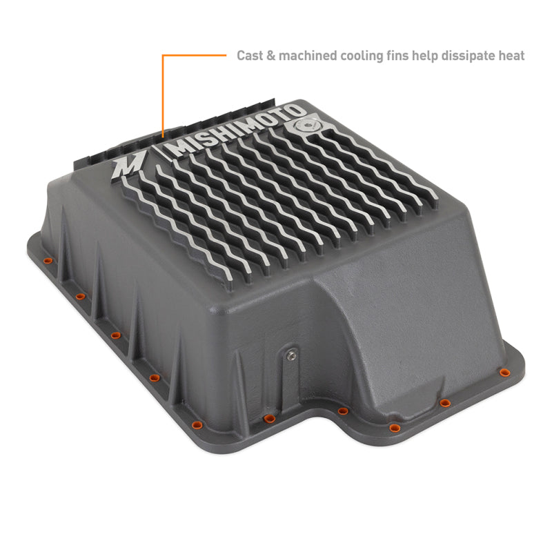 Mishimoto Aluminum Transmission Pan for Ford Powerstroke 1989-2010 – Cast Aluminum, Gunmetal Gray Finish