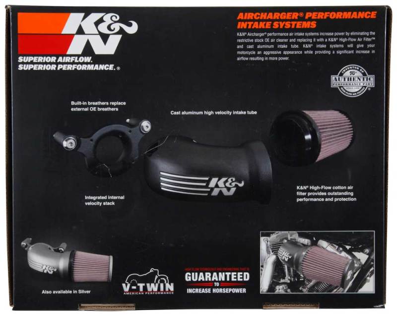 K&N Engineering 57-1137 High-Flow Air Intake System for Harley-Davidson Touring, Softail, Twin-Cam, and Sportster Models