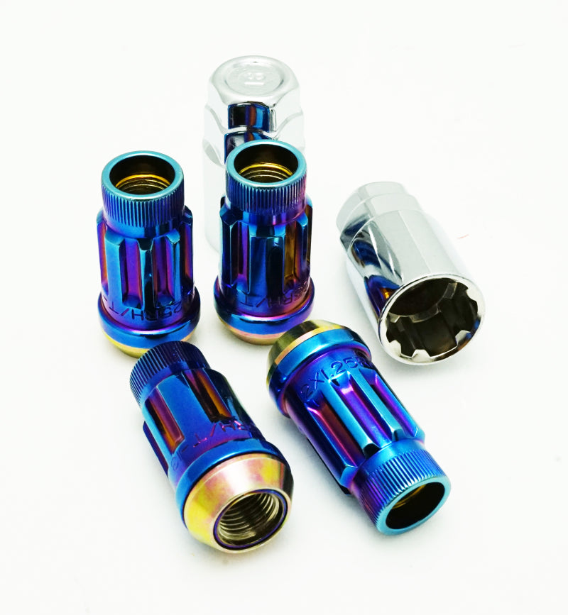 Wheel Mate Muteki SR45R Lug Nut Lock Set 12x1.50 - Burned Blue Neon, 45mm Length
