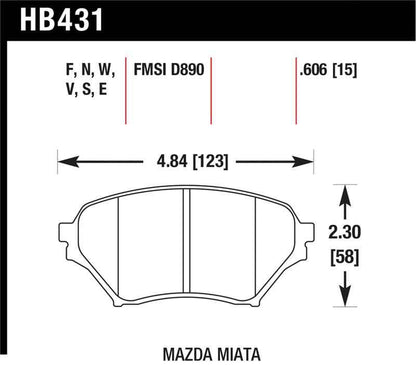 Hawk 01-05 Miata w/ Sport Suspension HPS  Street Front Brake Pads D890