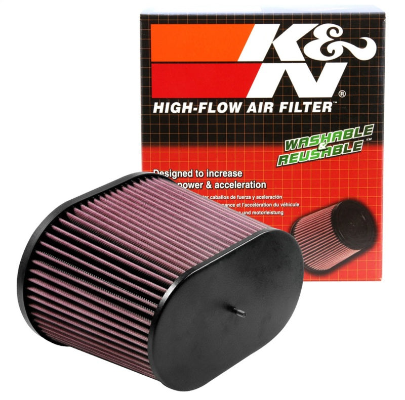 K&N Engineering Universal Oval Straight Air Filter - 3.688-inch Flange ID, 10.25-inch Base Outer Surface Length, 7.875-inch Height