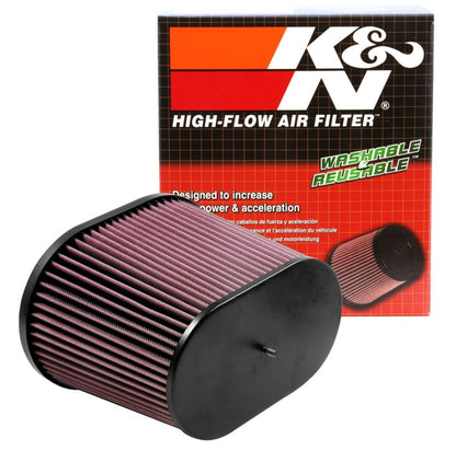 K&N Engineering Universal Oval Straight Air Filter - 3.688-inch Flange ID, 10.25-inch Base Outer Surface Length, 7.875-inch Height
