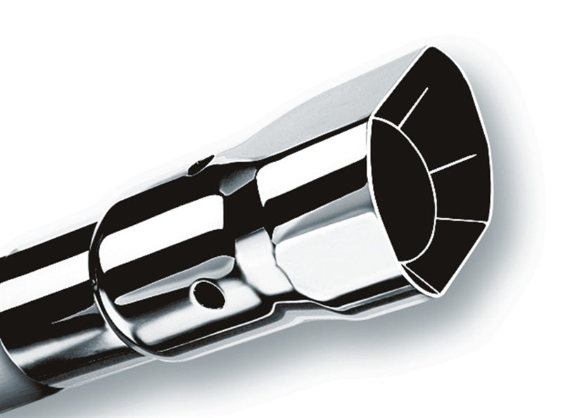 Borla Universal Polished Exhaust Tip Part Number 20115 - 2.25 Inch Inlet, 2.35 x 2.75 Inch Square Angle-Cut Outlet