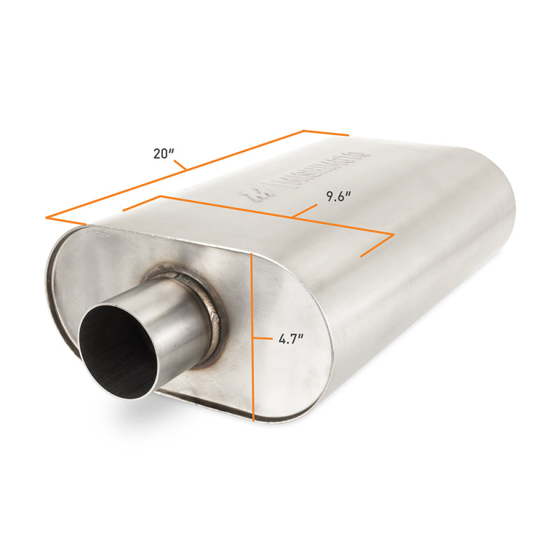 Mishimoto Universal Muffler with 2.5-Inch Center Inlet/Outlet - Brushed Stainless Steel