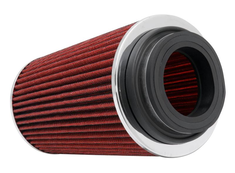 K&N Engineering Universal Chrome Round Tapered Red Air Filter - 4-Inch Flange ID, 1.125-Inch Flange Length, 5.5-Inch Height