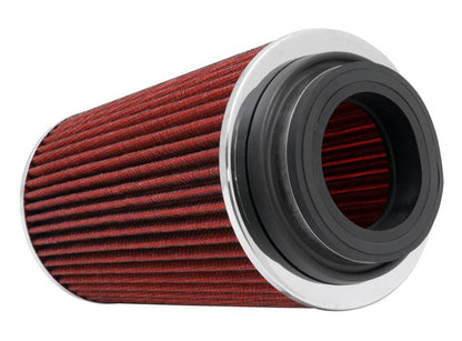 K&N Engineering Universal Chrome Round Tapered Red Air Filter - 4-Inch Flange ID, 1.125-Inch Flange Length, 5.5-Inch Height