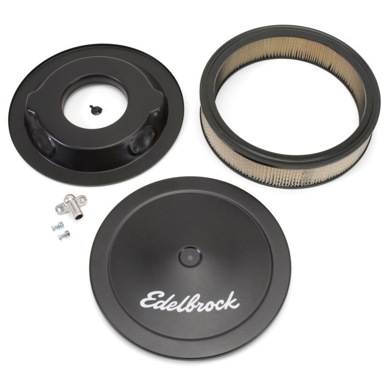 Edelbrock Part 1223 Pro-Flo Series 14-Inch Round Chrome Air Cleaner for Holley and Carter AFB Carburetors