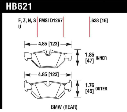 Hawk 2011-2011 BMW 125i HPS 5.0 Rear Brake Pads