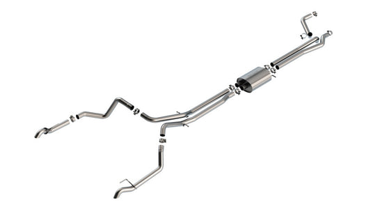 Borla S-Type Cat-Back Exhaust System for Silverado 1500 ZR2 & Sierra 1500 AT4X 6.2L V8 — True Dual Design with Turn Down Tail Pipes