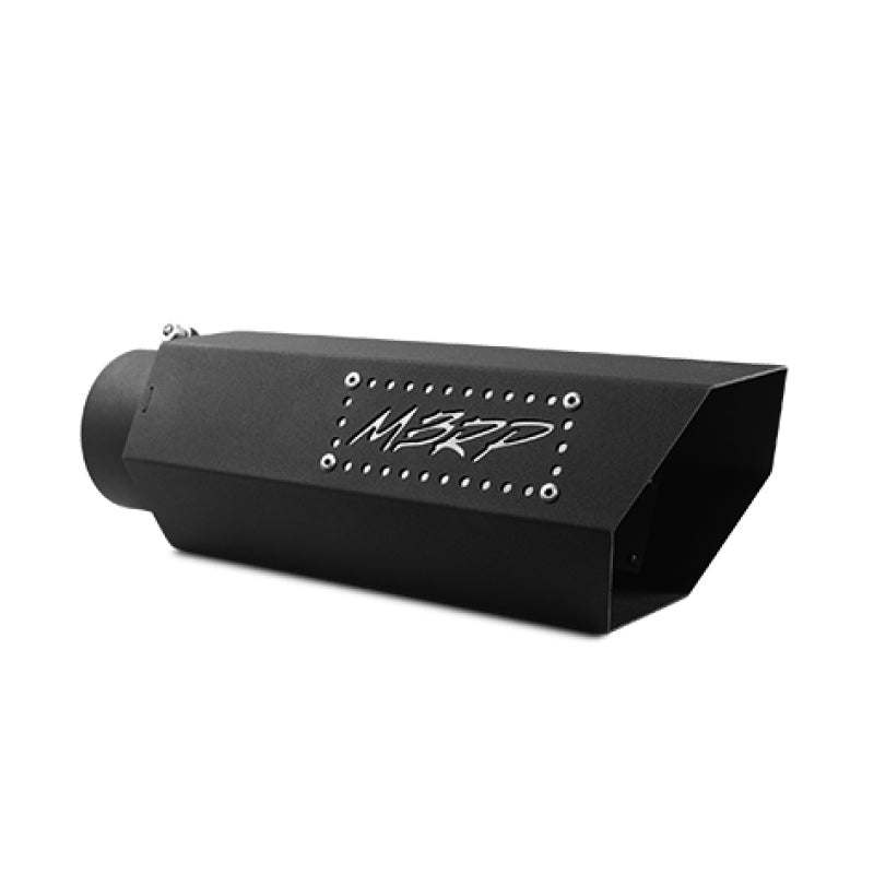 MBRP Universal Hex Exhaust Tip 4-inch Inlet, Black Coated, 16-inch Length with Logo - Part # T5164BLK