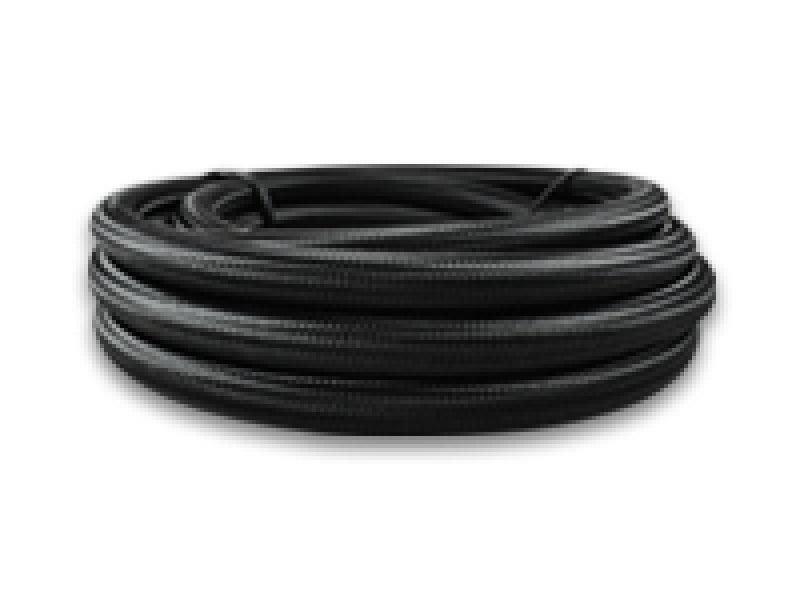 Vibrant -6 AN Black Nylon Braided Flex Hose (2 Foot Roll) for Automotive Fluid Transfer