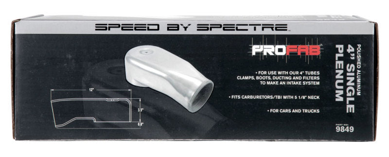 Spectre 9849 Air Intake Plenum with 4-inch Diameter Inlet - Polished Cast Aluminum