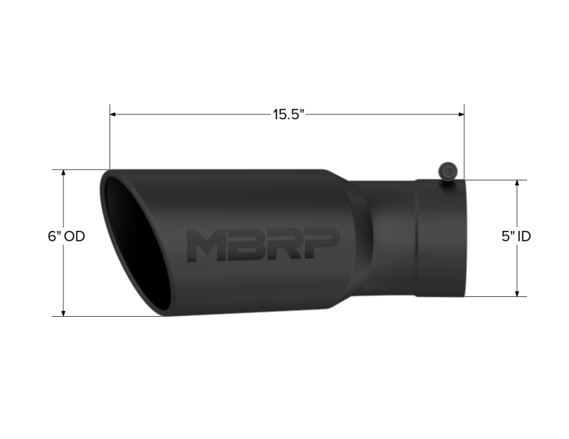 MBRP Universal Exhaust Tip 6-inch OD, 5-inch Inlet, 15.5-inch Length, Black Coated for Chevrolet Silverado 2500/3500 HD (Part Number: T5154BLK)