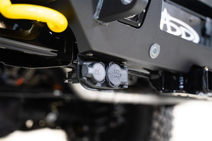 Addictive Desert Designs HoneyBadger Rear Bumper for Ford Raptor 2021-2023 with 10-inch LED Mounts and Satin Black Panels