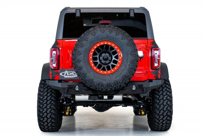 Addictive Desert Designs 21-22 Ford Bronco Bomber Rear Bumper with Mounts for Cube Lights in Hammer Black