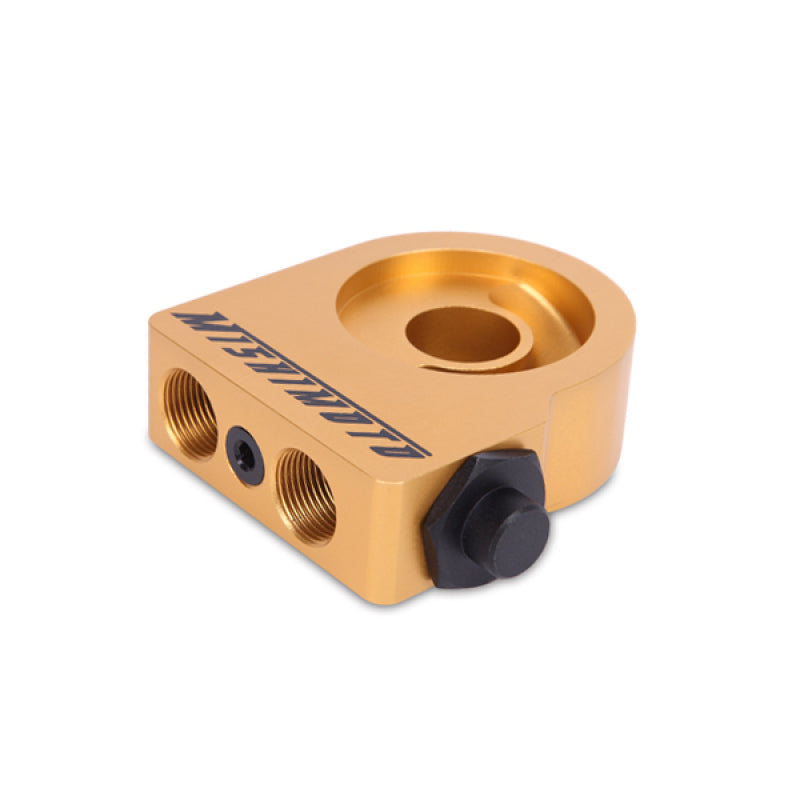 Mishimoto Thermostatic Gold M20 Oil Sandwich Plate - High-Flow Aluminum Oil Cooler Adapter with Built-In Thermostat