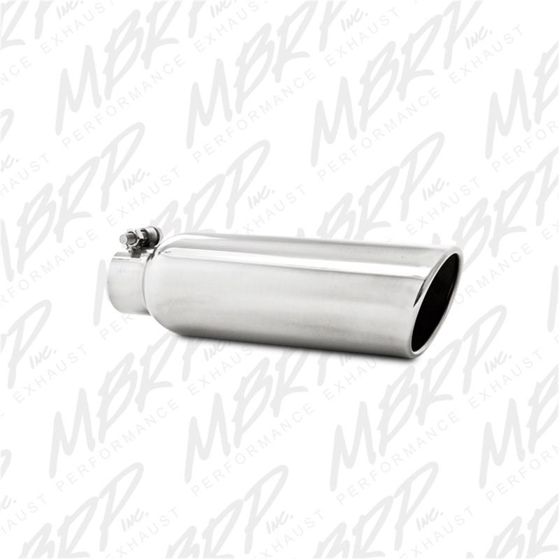 MBRP Universal Exhaust Tip - 3.5-inch Outlet, 2.25-inch Inlet, 12-inch Length, T304 Stainless Steel, Angled Cut Rolled End
