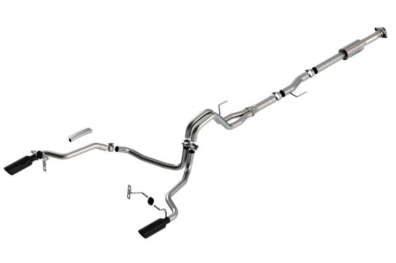 Borla F-150 2021-2025 2.7L/3.5L ATAK Cat-Back Exhaust System with Black Chrome Tips - Part 140864BC