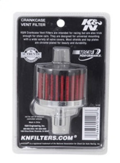 K&N Engineering 62-1010 Steel Base Crankcase Vent Filter - 1/2 Inch Diameter, Reusable Synthetic Media