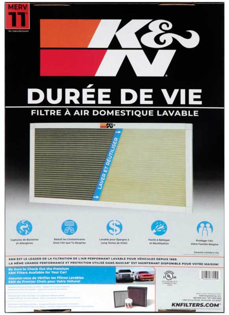 K&N HVAC Filter 14 x 20 x 1 - Washable, Reusable MERV 11 Pleated Synthetic Filter for Home HVAC Systems