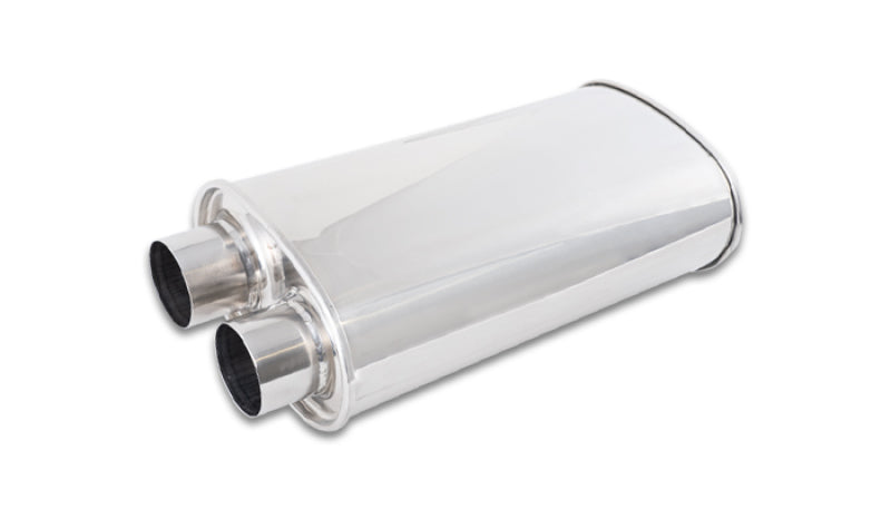 Vibrant StreetPower Oval Muffler 2.5 Inch Inlet and Outlet - Polished 304 Stainless Steel