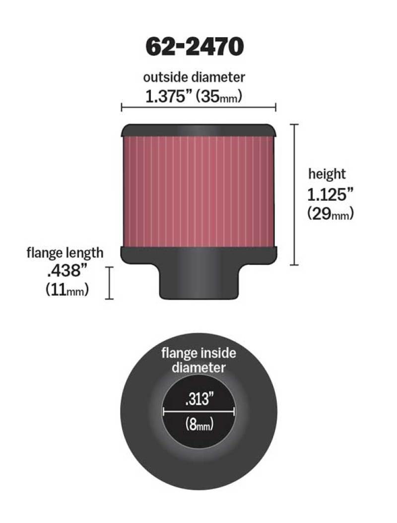 K&N Engineering 62-2470 Chrome Crankcase Vent Filter with 1 3/8 inch Outer Diameter and 1.5 inch Height