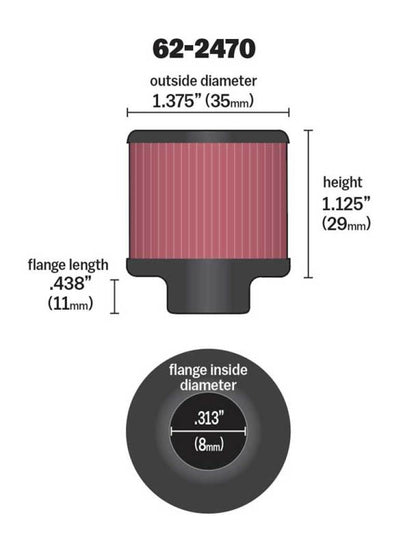 K&N Engineering 62-2470 Chrome Crankcase Vent Filter with 1 3/8 inch Outer Diameter and 1.5 inch Height