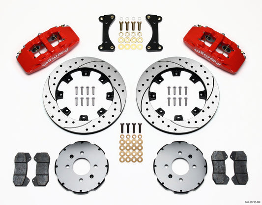 Wilwood Dynapro 6 Front Hat Kit 12.19-inch Drilled Rotors for Acura Integra 1990-1992, Part No. 140-10735-DR