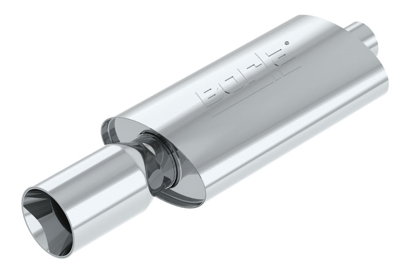 Borla Boomer Muffler Thumper Oval 2-1/4 Inch Inlet with 4-Inch Round Tip