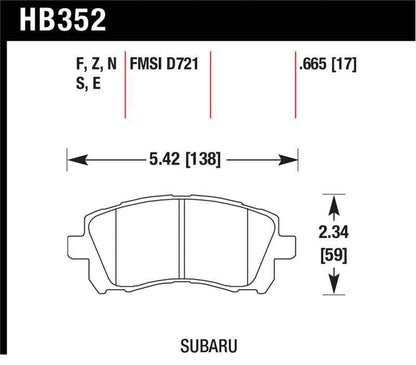 Hawk 02-03 WRX / 98-01 Impreza / 97-02 Legacy 2.5L / 98-02 Forester 2.5L D721 HPS Street Front Brake