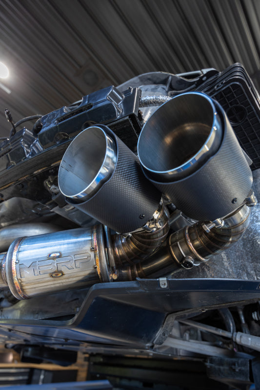 MBRP Armor Pro Series 3-inch Active Cat Back Exhaust System with Quad Carbon Fiber Tips for Chevrolet Corvette C8 (2020-2025)
