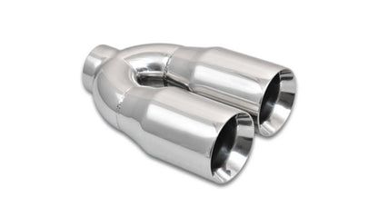 Vibrant 2.5-inch ID Dual 3.5-inch OD Round Stainless Steel Exhaust Tips (Double Wall, Straight Cut)