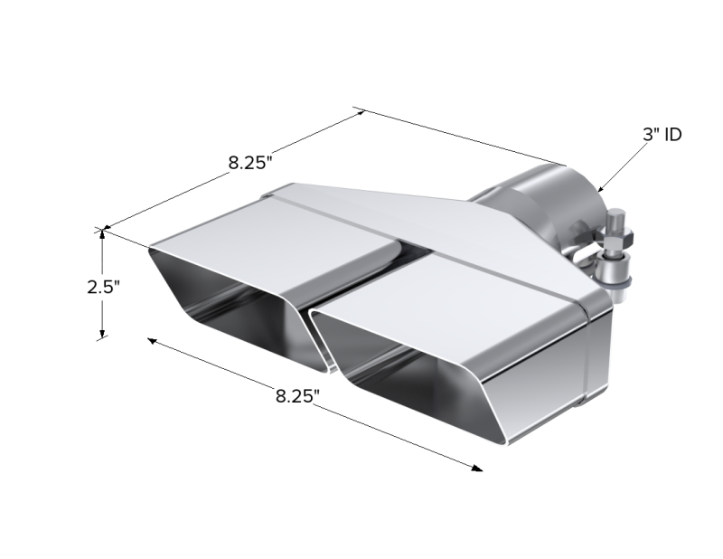 MBRP Universal Exhaust Tip 8 Inch x 2.5 Inch Rectangle T5118