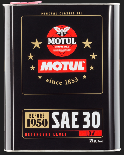Motul Classic SAE 30 Engine Oil - 6 x 2L Bottles for Vintage Cars and Gearboxes