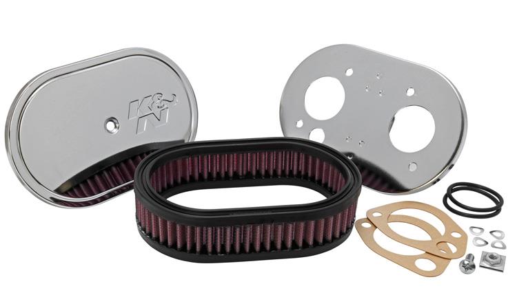 K&N Engineering Custom Racing Assembly for Weber Carburetors – Oval Red Filter, 1.75 Inch Height