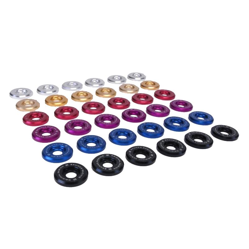 Skunk2 Racing Small Fender Washer Kit with Black Anodized Finish – M6 x 1.0 Stainless Steel Bolts and 16.8mm Aluminum Washers