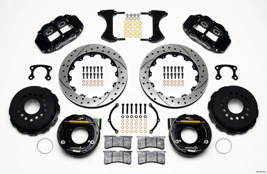Wilwood Narrow Superlite 4R Rear Brake Kit for Ford - 12.88 Inch Drilled Rotors with Parking Brake