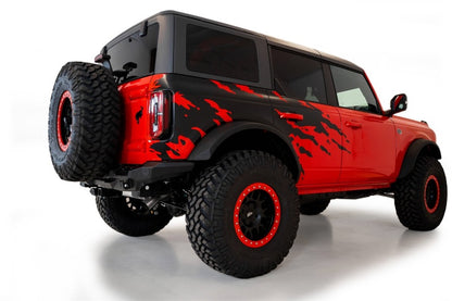 Addictive Desert Designs Stealth Fighter Rear Bumper for Ford Bronco 2021-2023 – Hammer Black with Satin Black Panels and Cube Light Mounts